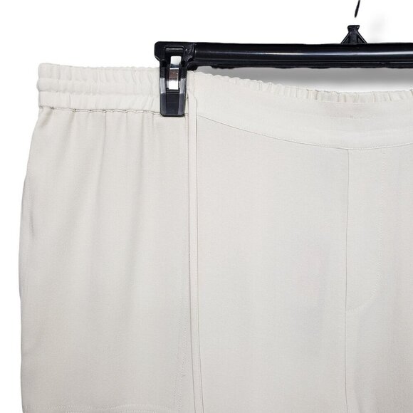 Eileen Fisher Silk Georgette Crepe Pants Womens 2X Bone Lined Tapered Drawstring - Picture 3 of 10